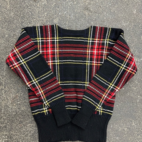 Polo Ralph Lauren Plaid Vintage Wool Sweater Women’s Black Small Preppy Cricket - Picture 3 of 6